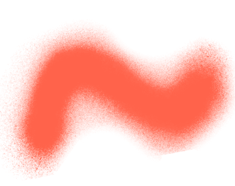 Abstract coral-red textured blob with grainy edges on transparent background.