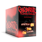 Red box and black packaging labeled 'GIGANTIC Candy Deluxe' showing chocolate confections on the front.