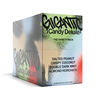 Boxed candy product labeled 'GIGANTIC Candy Deluxe' with colorful packaging and brand logo on side.