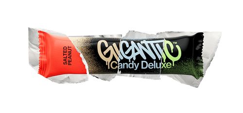 Gigantic Candy Deluxe candy bar with colors from every flavor's wrapper
