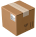 Cardboard box with shipping label